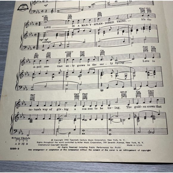 Piano Sheet Music Love is a Many Splendored Thing William Holden Jennifer Jones - Picture 3 of 4